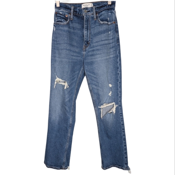 Abercrombie & Fitch Denim - Abercrombie & Fitch Ankle Straight Ultra High Rise Distressed Denim Jean 25